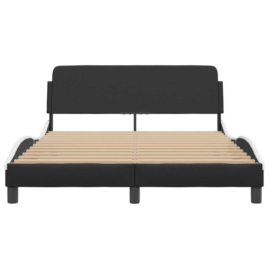 Bedframe Met Hoofdbord Kunstleer Zwart En Wit 120X200 Cm