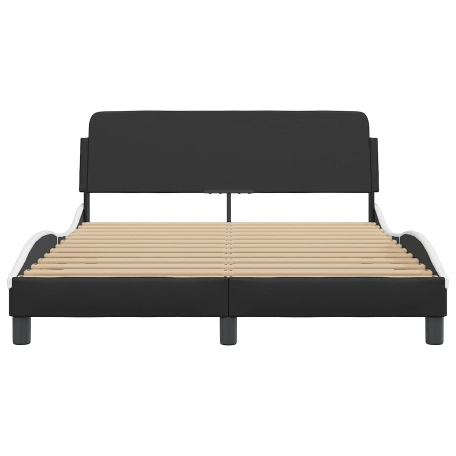 Bedframe Met Hoofdbord Kunstleer Zwart En Wit 120X200 Cm
