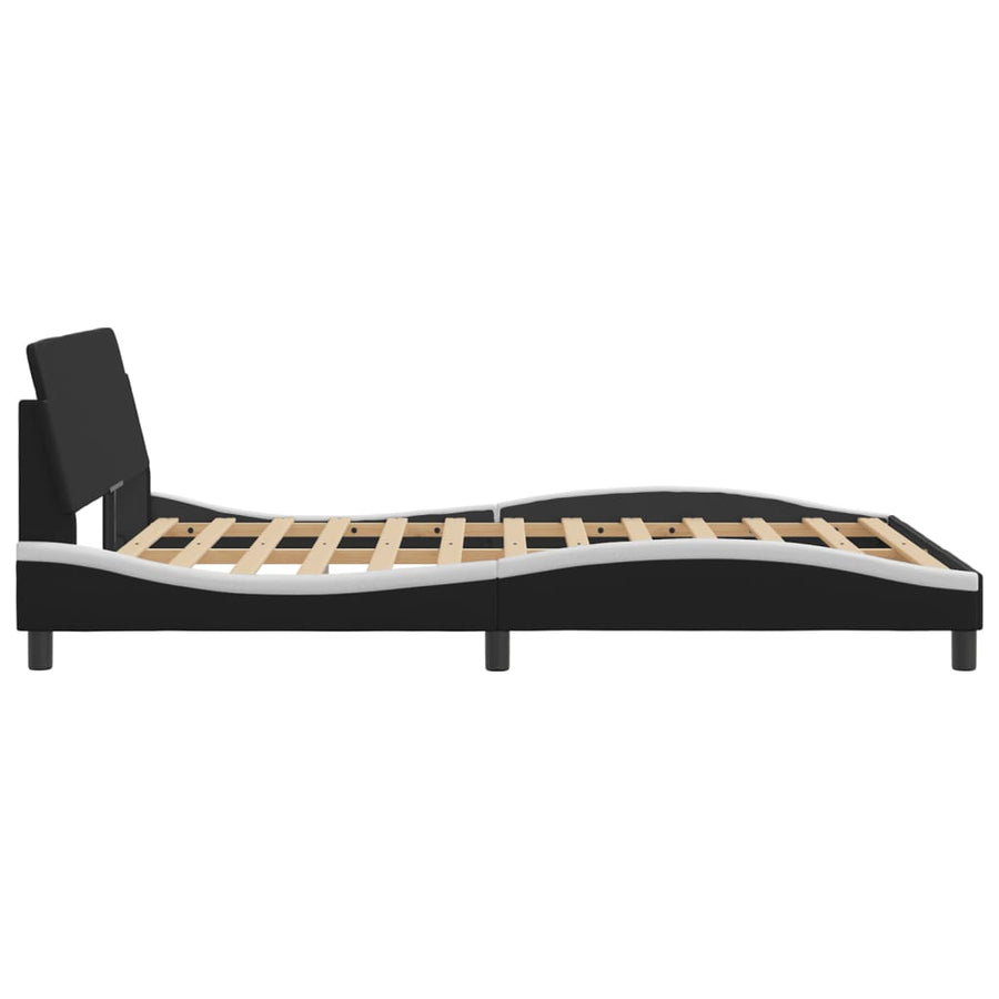 Bedframe Met Hoofdbord Kunstleer Zwart En Wit 120X200 Cm