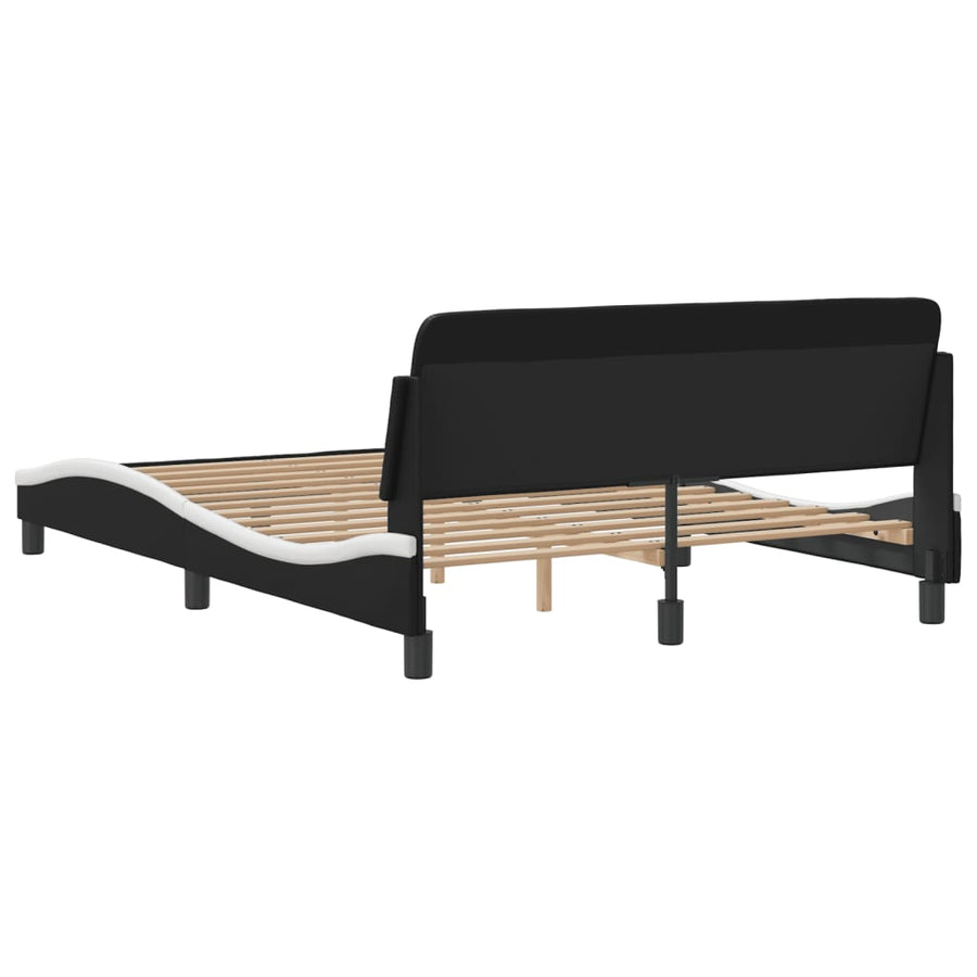 Bedframe Met Hoofdbord Kunstleer Zwart En Wit 120X200 Cm