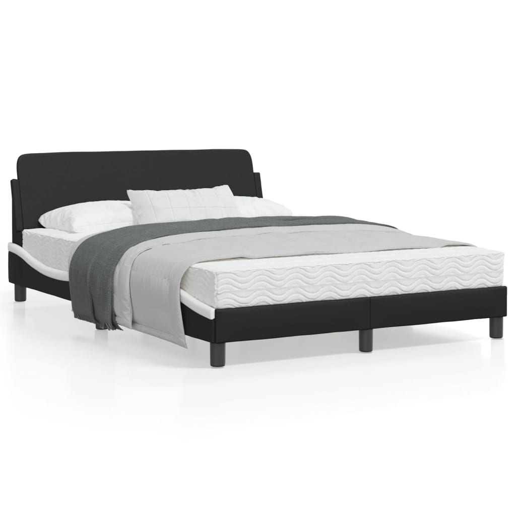 Bedframe Met Hoofdbord Kunstleer Zwart En Wit 120X200 Cm