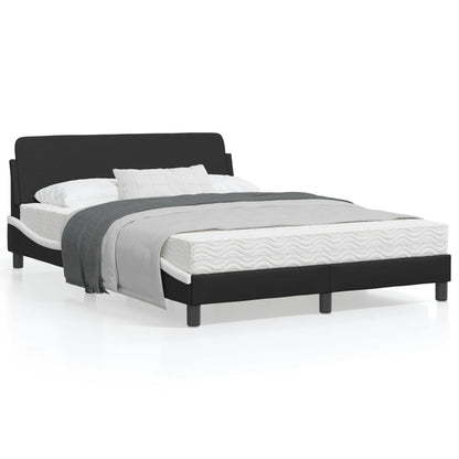 Bedframe Met Hoofdbord Kunstleer Zwart En Wit 120X200 Cm