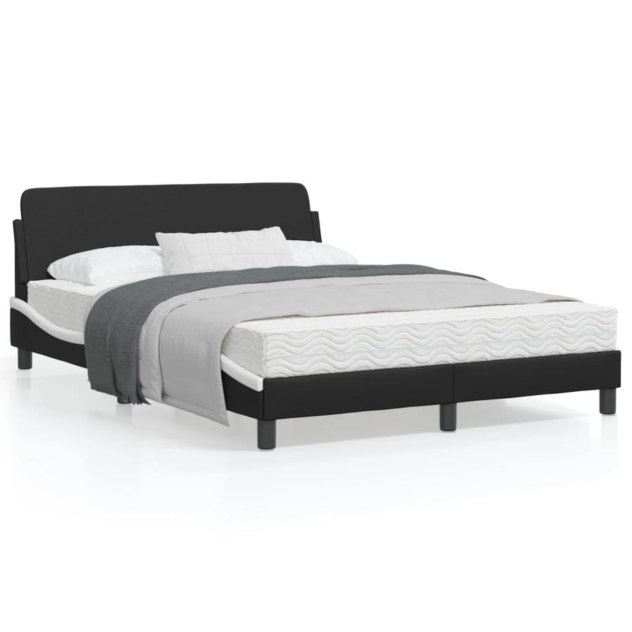 Bedframe Met Hoofdbord Kunstleer Zwart En Wit 120X200 Cm