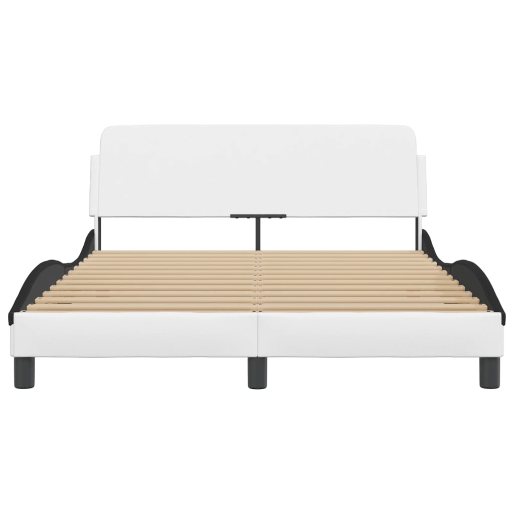 Bedframe Met Hoofdbord Kunstleer Zwart En Wit 120X200 Cm