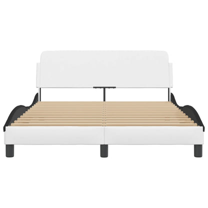 Bedframe Met Hoofdbord Kunstleer Zwart En Wit 120X200 Cm