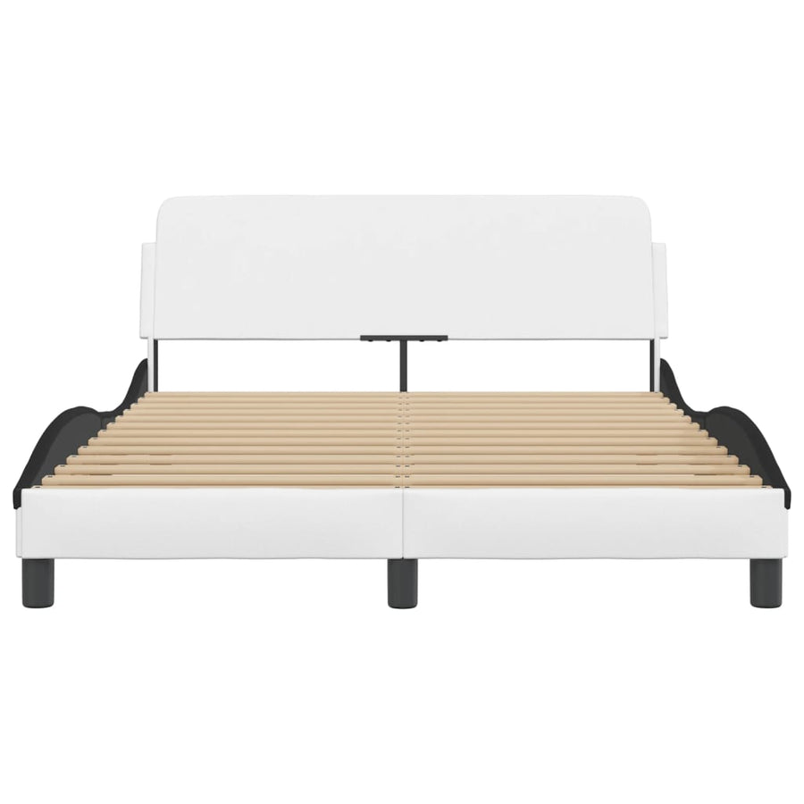 Bedframe Met Hoofdbord Kunstleer Zwart En Wit 120X200 Cm