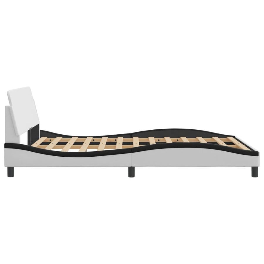 Bedframe Met Hoofdbord Kunstleer Zwart En Wit 120X200 Cm