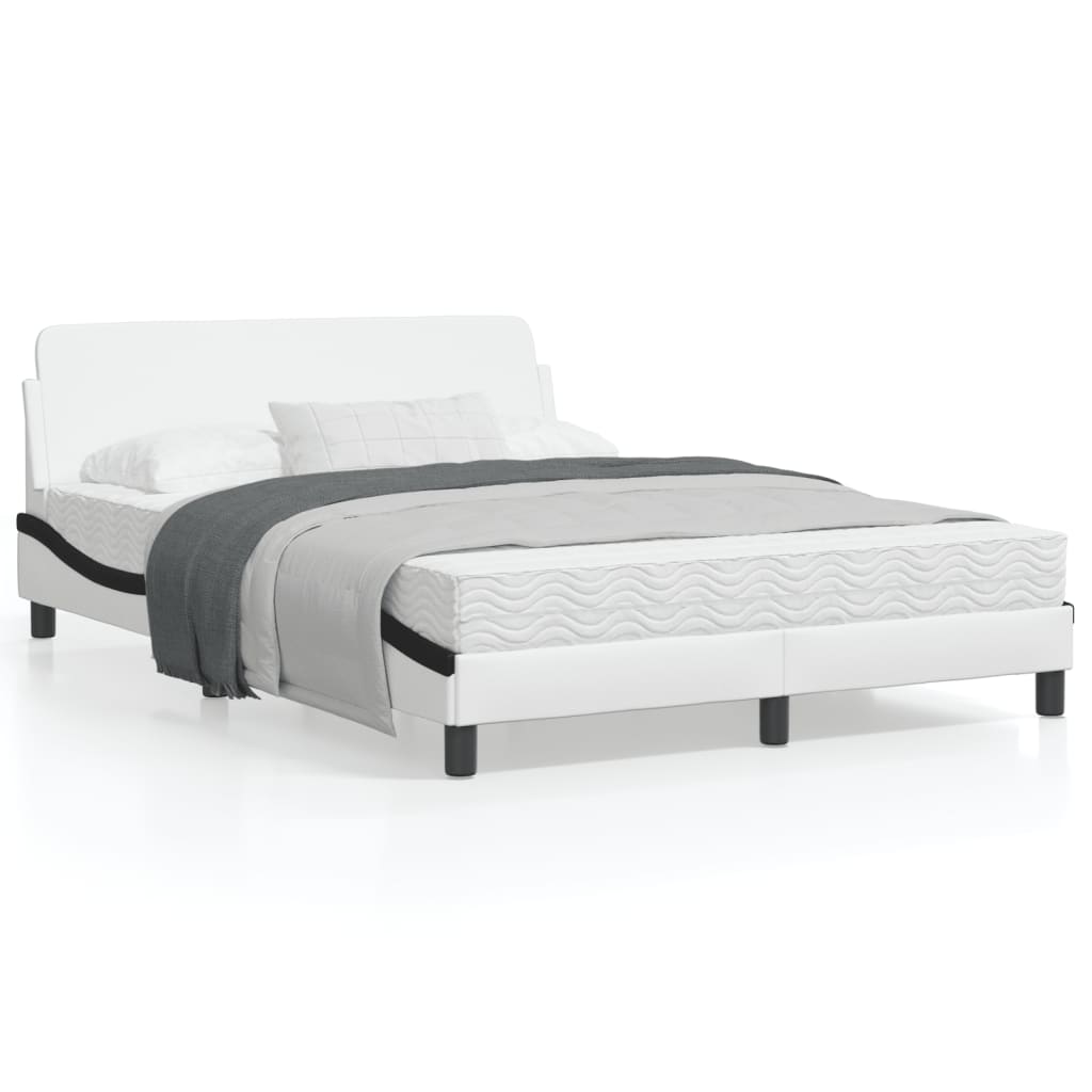 Bedframe Met Hoofdbord Kunstleer Zwart En Wit 120X200 Cm
