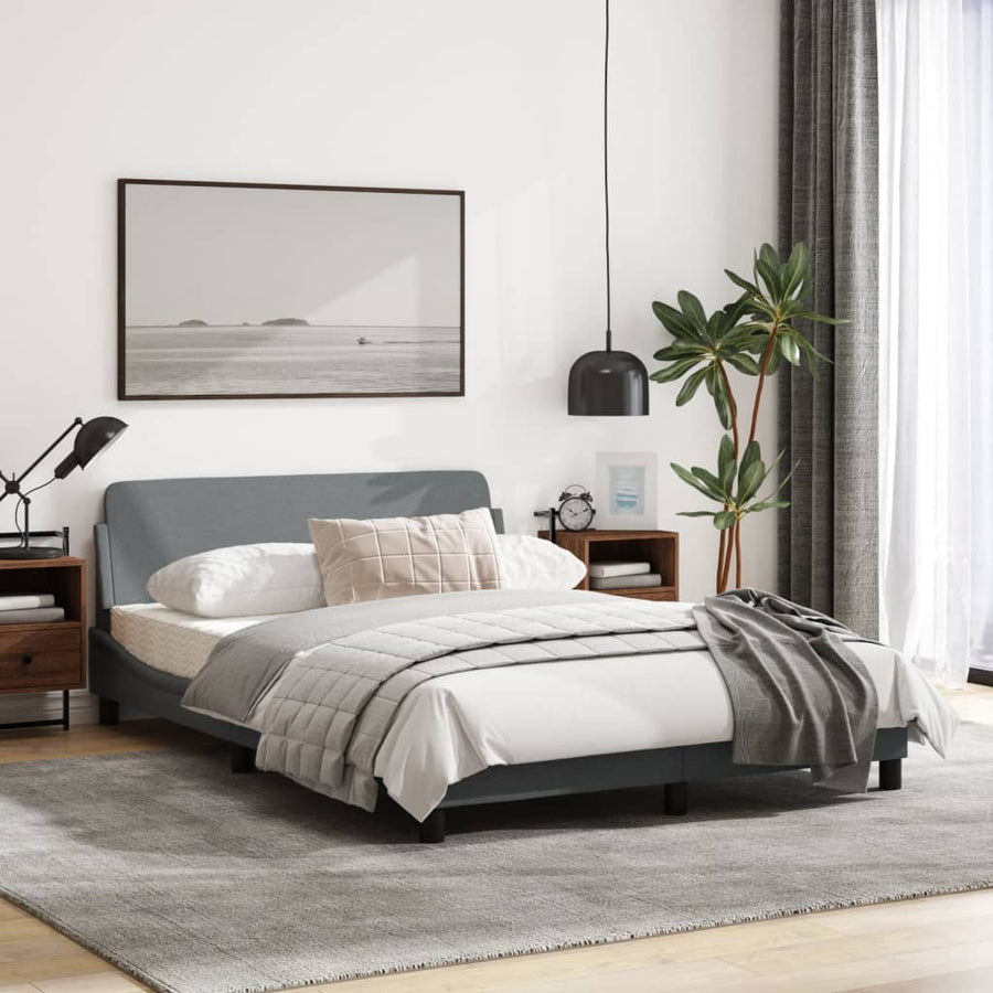 Bedframe Met Hoofdbord Stof Lichtgrijs 140X190 Cm