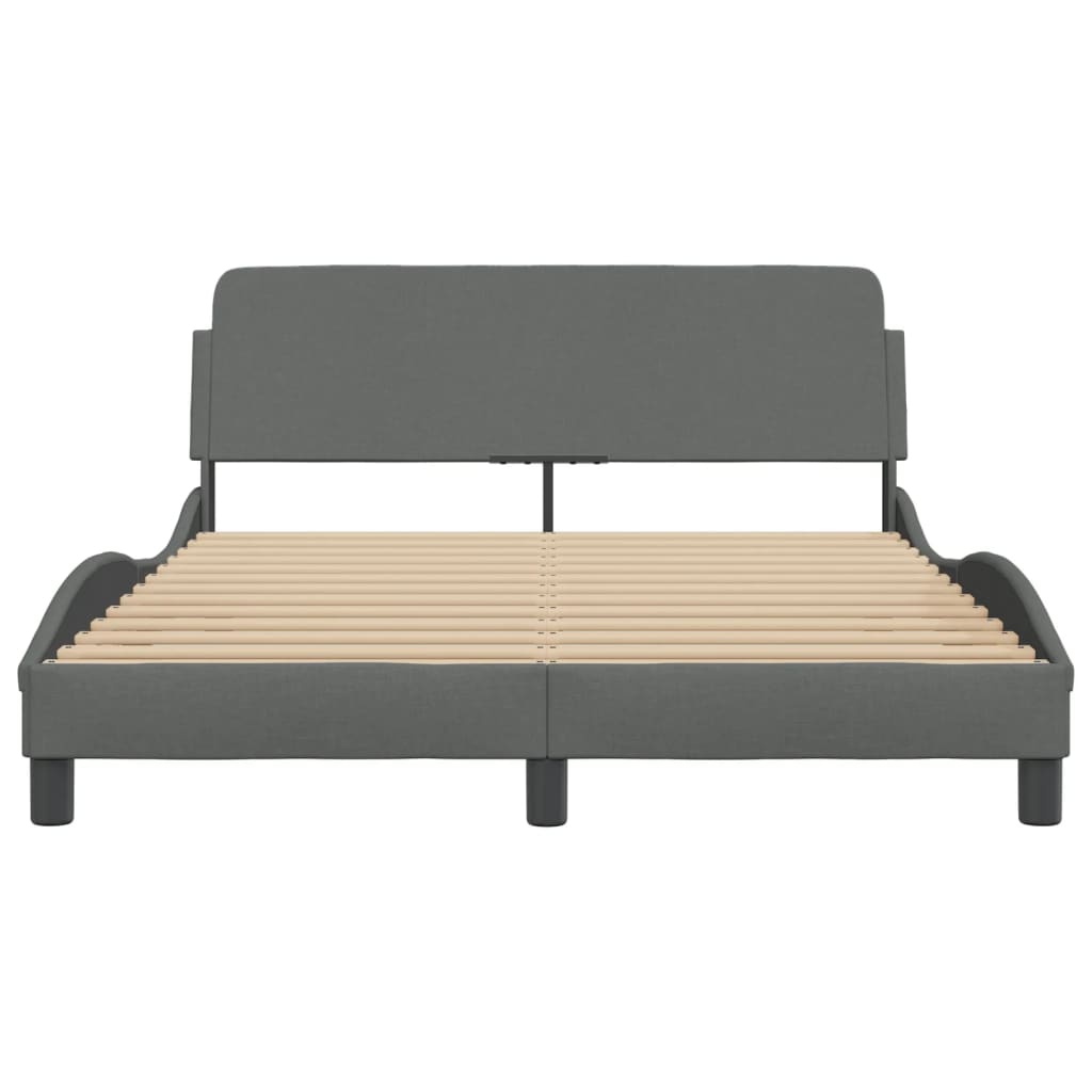 Bedframe Met Hoofdbord Stof Donkergrijs 140X190 Cm