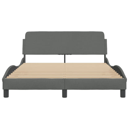 Bedframe Met Hoofdbord Stof Donkergrijs 140X190 Cm