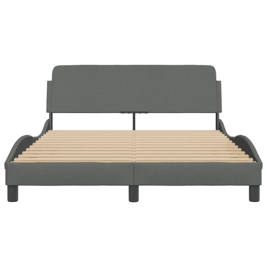 Bedframe Met Hoofdbord Stof Donkergrijs 140X190 Cm