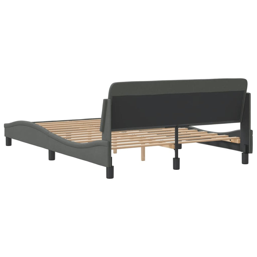 Bedframe Met Hoofdbord Stof Donkergrijs 140X190 Cm