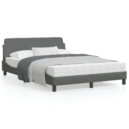 Bedframe Met Hoofdbord Stof Donkergrijs 140X190 Cm