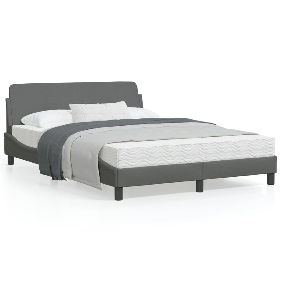 Bedframe Met Hoofdbord Stof Donkergrijs 140X190 Cm
