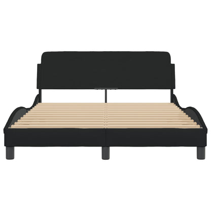 Bedframe Met Hoofdbord Stof Zwart 140X190 Cm