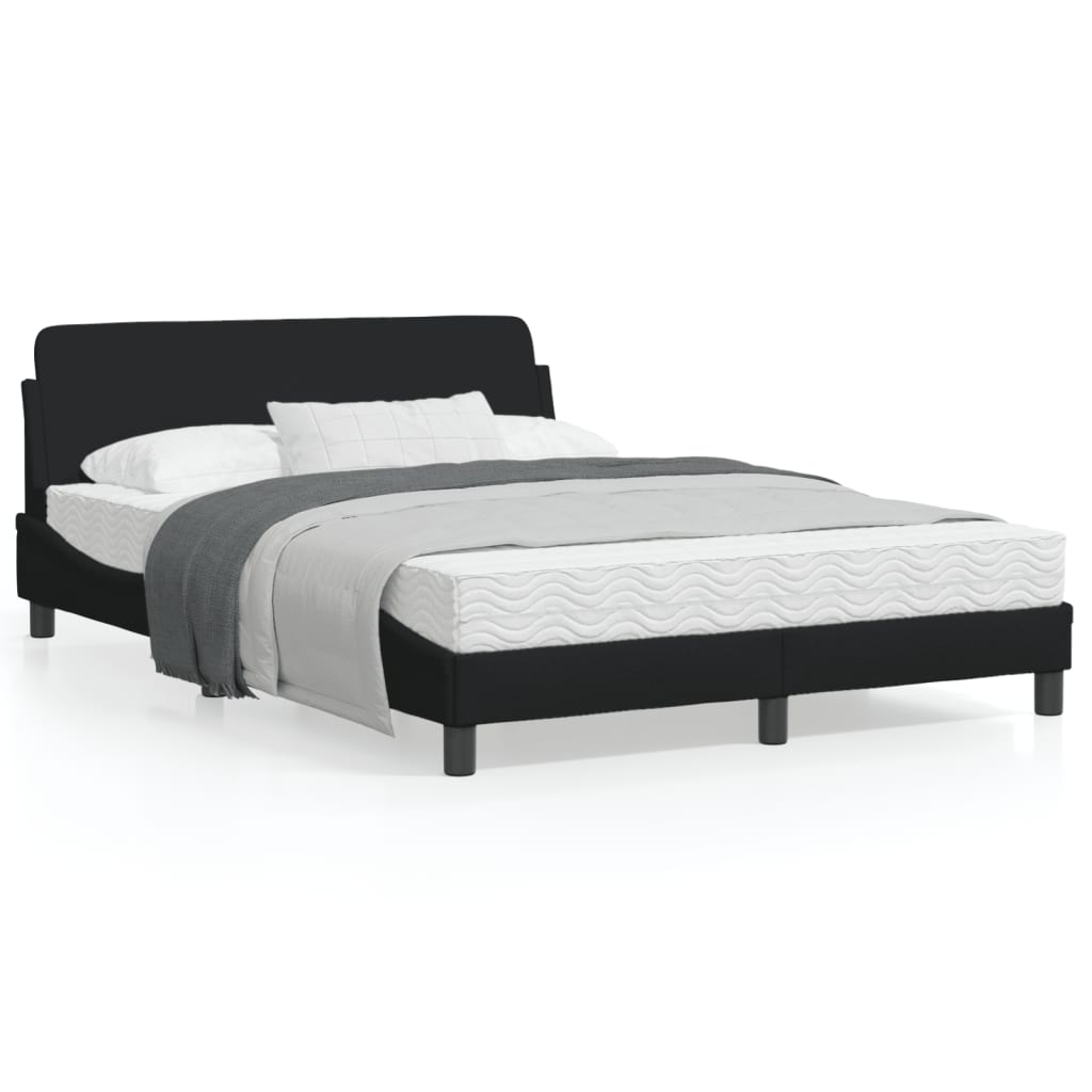 Bedframe Met Hoofdbord Stof Zwart 140X190 Cm