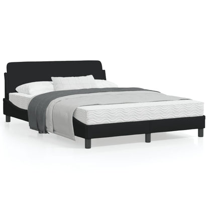 Bedframe Met Hoofdbord Stof Zwart 140X190 Cm