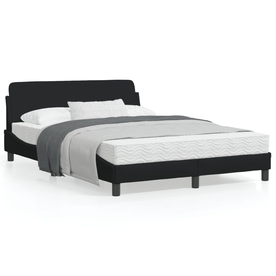 Bedframe Met Hoofdbord Stof Zwart 140X190 Cm