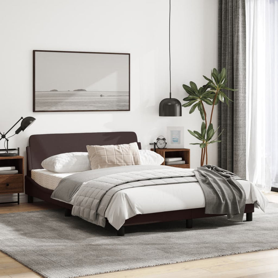 Bedframe Met Hoofdbord Stof Donkerblauw 140X190 Cm