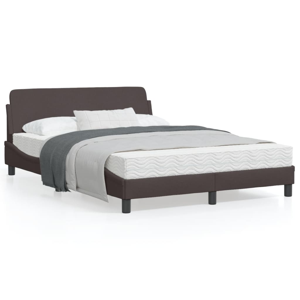 Bedframe Met Hoofdbord Stof Donkerblauw 140X190 Cm