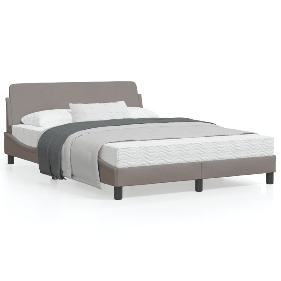 Bedframe Met Hoofdbord Stof Taupe 140X190 Cm