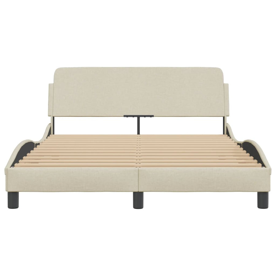 Bedframe Met Hoofdbord Stof Crèmekleurig 140X190 Cm