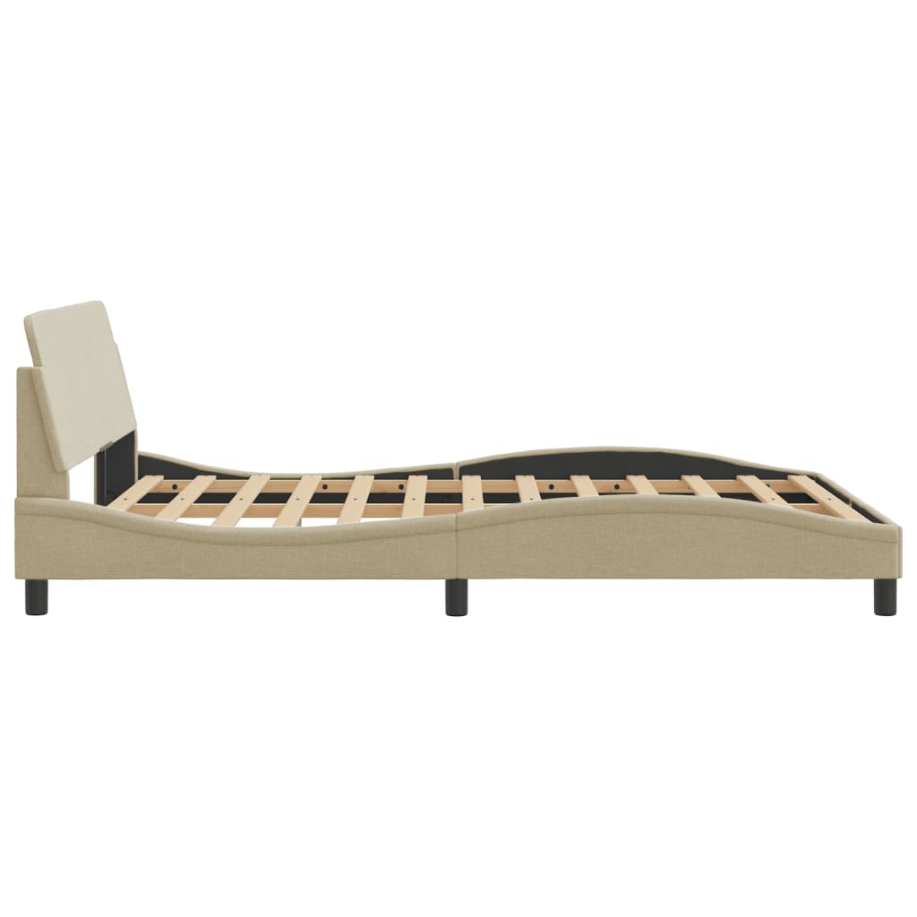 Bedframe Met Hoofdbord Stof Crèmekleurig 140X190 Cm