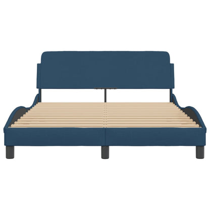 Bedframe Met Hoofdbord Stof Blauw 140X190 Cm