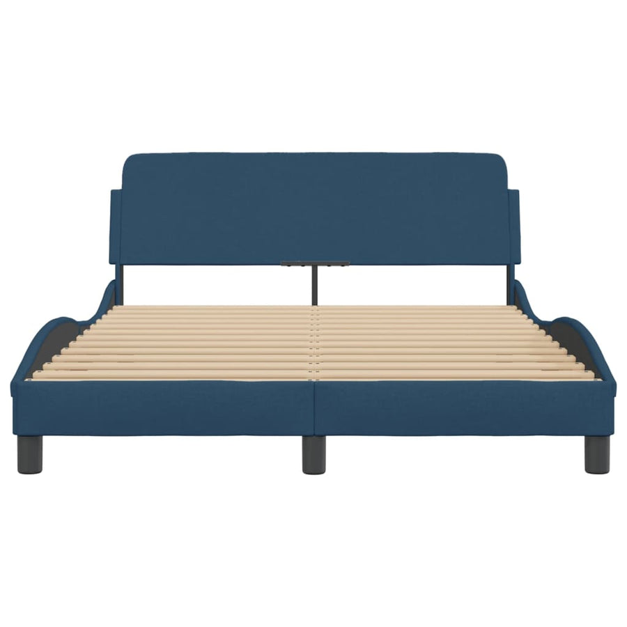 Bedframe Met Hoofdbord Stof Blauw 140X190 Cm