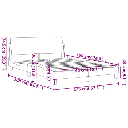 Bedframe Met Hoofdbord Stof Blauw 140X190 Cm
