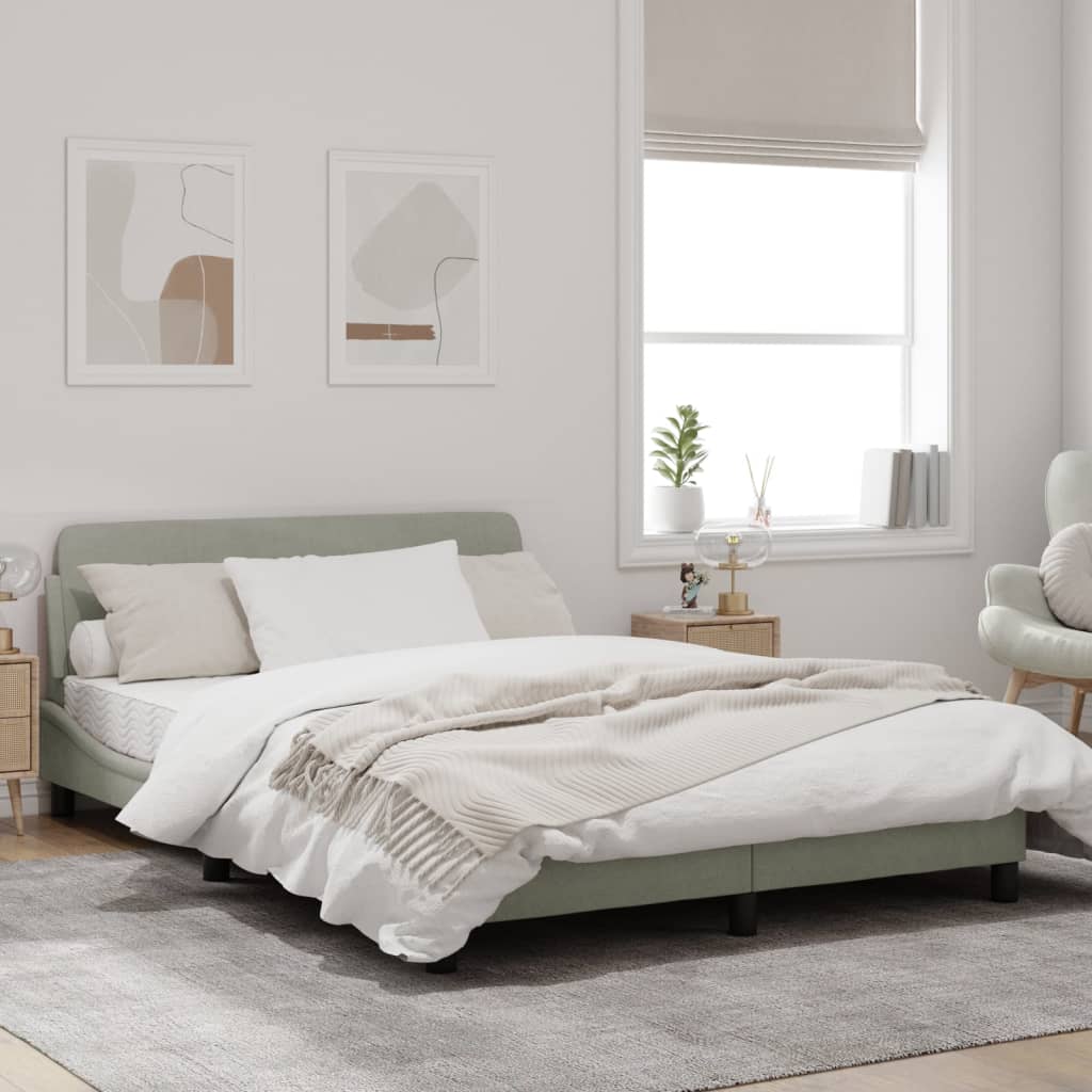 Bedframe Met Hoofdeinde Fluweel Lichtgrijs 140X190 Cm