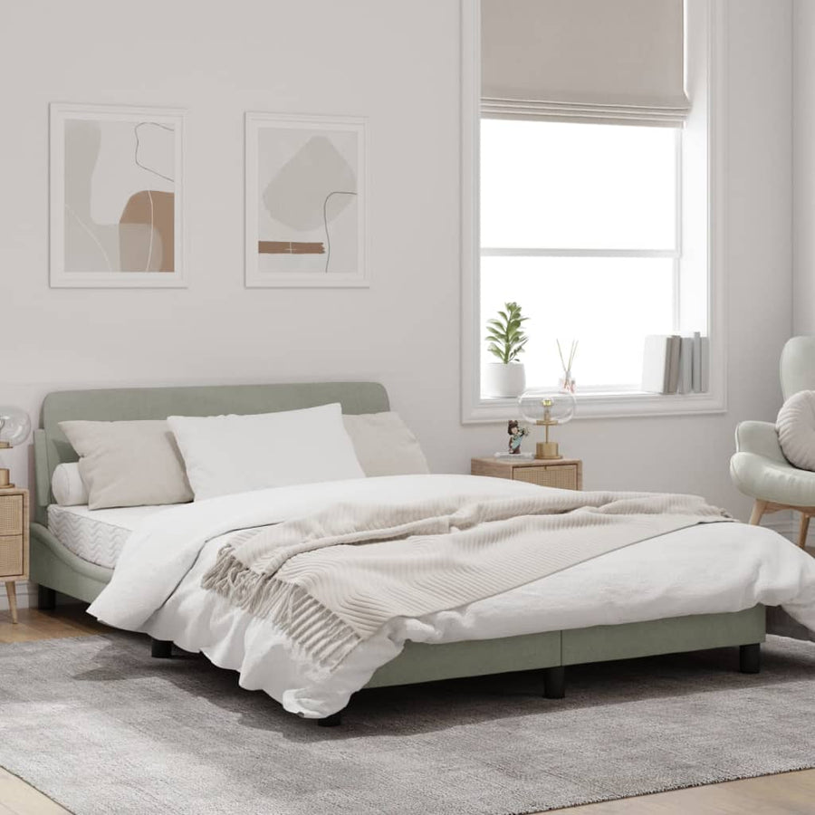 Bedframe Met Hoofdeinde Fluweel Lichtgrijs 140X190 Cm