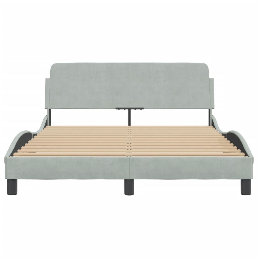 Bedframe Met Hoofdeinde Fluweel Lichtgrijs 140X190 Cm