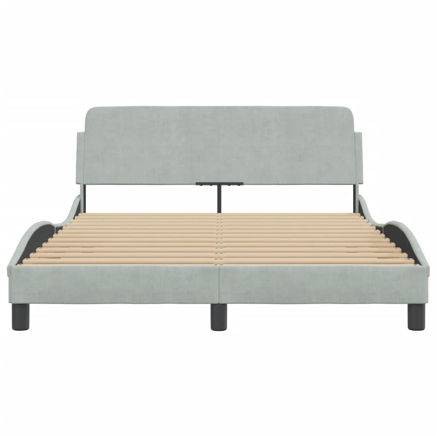 Bedframe Met Hoofdeinde Fluweel Lichtgrijs 140X190 Cm