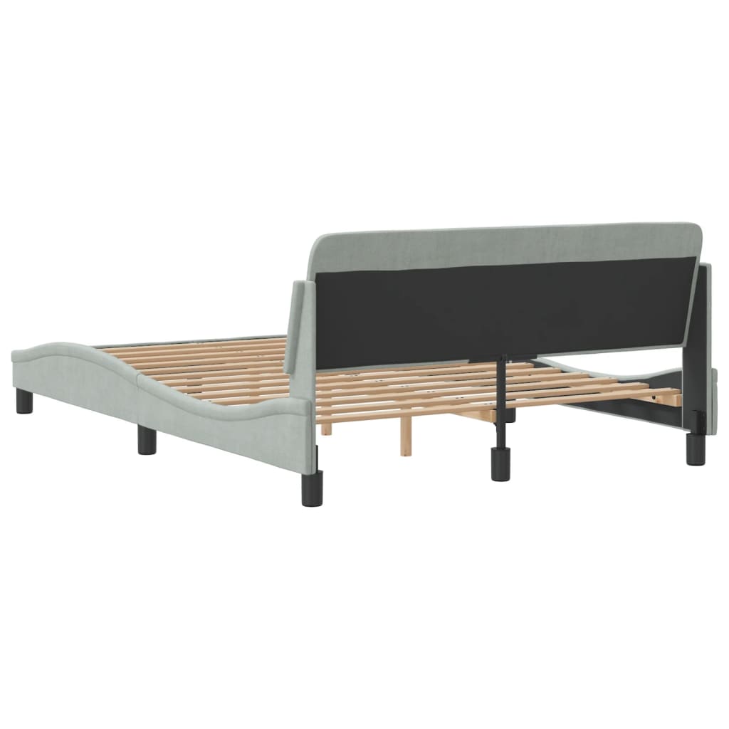 Bedframe Met Hoofdeinde Fluweel Lichtgrijs 140X190 Cm