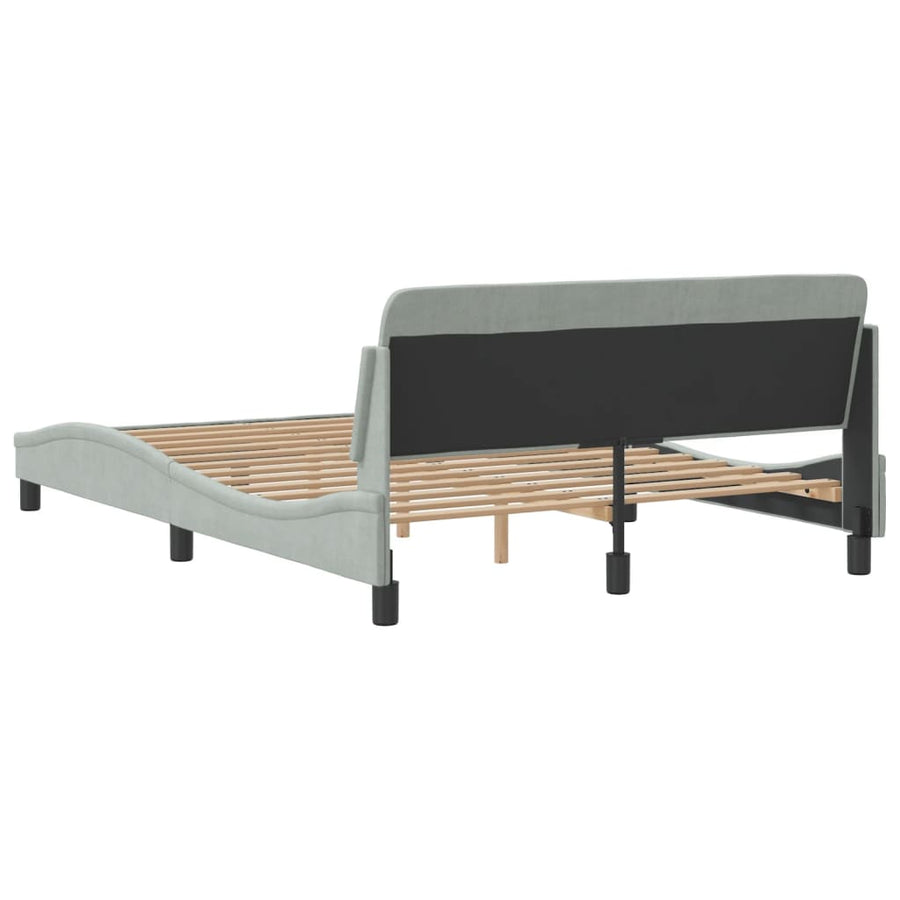 Bedframe Met Hoofdeinde Fluweel Lichtgrijs 140X190 Cm