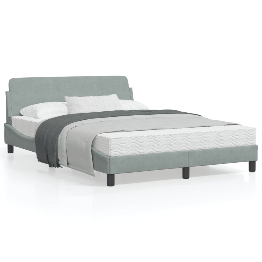 Bedframe Met Hoofdeinde Fluweel Lichtgrijs 140X190 Cm