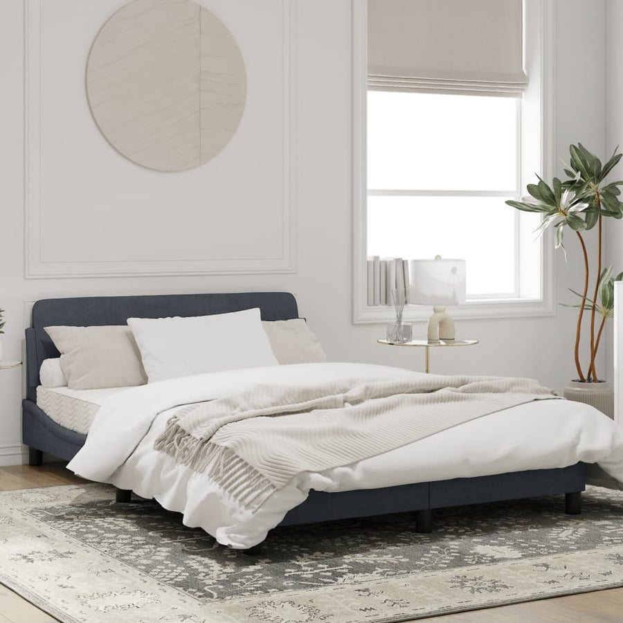 Bedframe Met Hoofdeinde Fluweel Donkergrijs 140X190 Cm