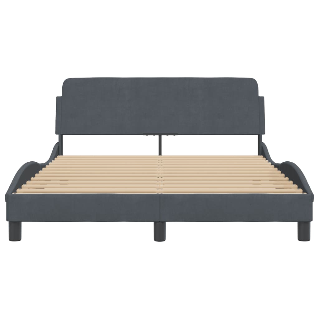Bedframe Met Hoofdeinde Fluweel Donkergrijs 140X190 Cm