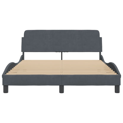 Bedframe Met Hoofdeinde Fluweel Donkergrijs 140X190 Cm