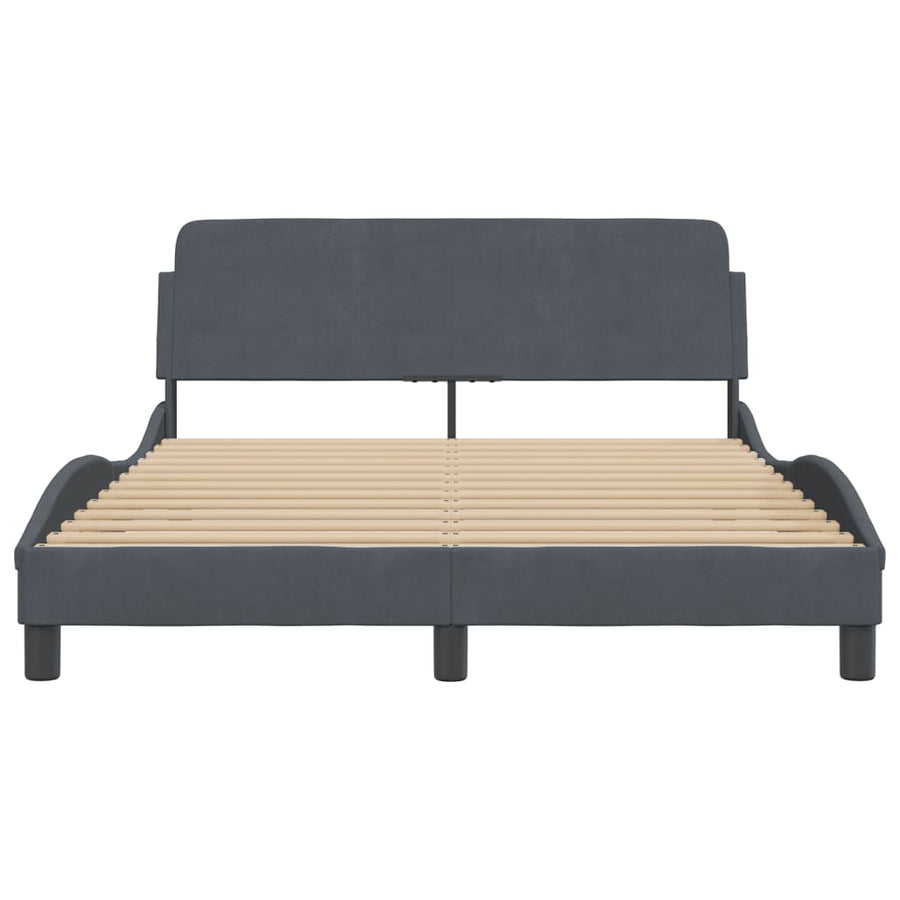 Bedframe Met Hoofdeinde Fluweel Donkergrijs 140X190 Cm