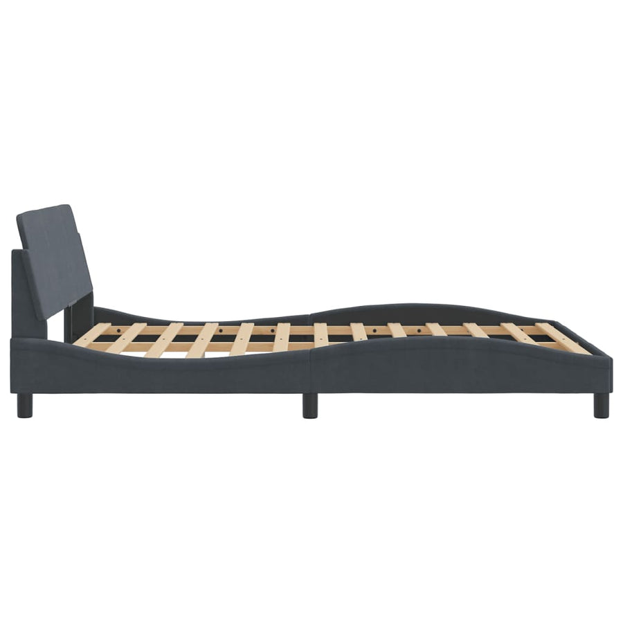 Bedframe Met Hoofdeinde Fluweel Donkergrijs 140X190 Cm