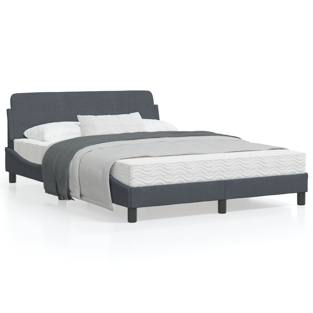 Bedframe Met Hoofdeinde Fluweel Donkergrijs 140X190 Cm
