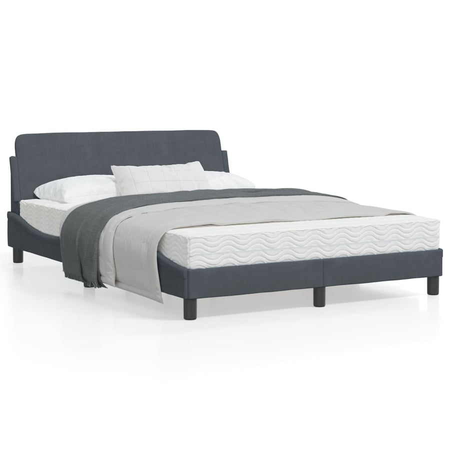 Bedframe Met Hoofdeinde Fluweel Donkergrijs 140X190 Cm