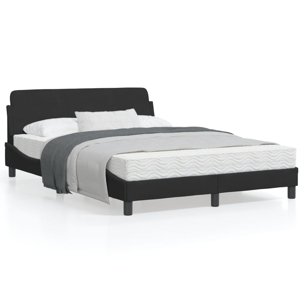 Bedframe Met Hoofdeinde Fluweel Zwart 140X190 Cm