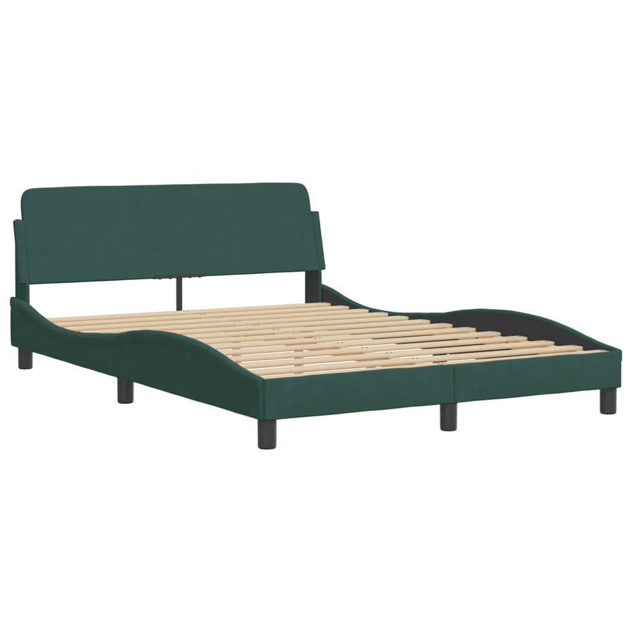 Bedframe Met Hoofdeinde Fluweel Donkergroen 140X190 Cm
