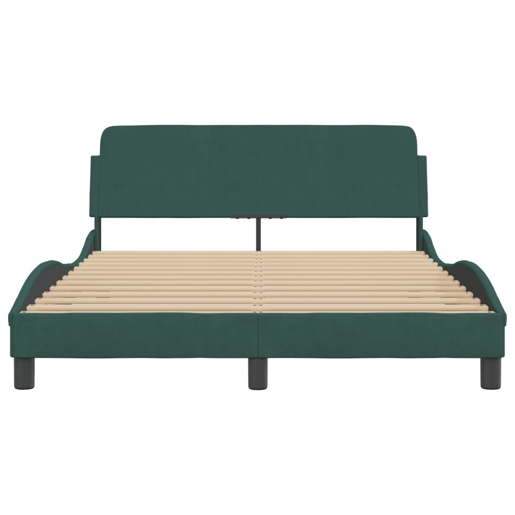Bedframe Met Hoofdeinde Fluweel Donkergroen 140X190 Cm