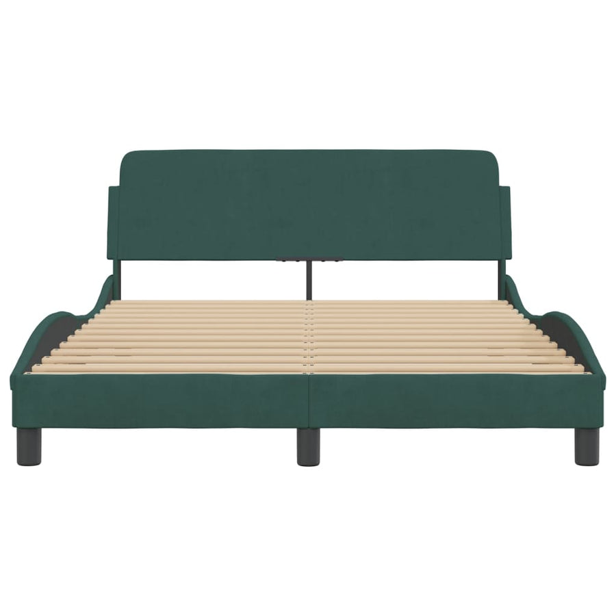Bedframe Met Hoofdeinde Fluweel Donkergroen 140X190 Cm