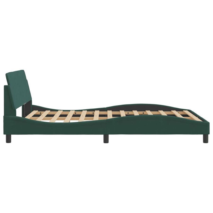Bedframe Met Hoofdeinde Fluweel Donkergroen 140X190 Cm